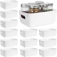 LTPRTZ Aufbewahrungsboxen mit Griff – Aufbewahrungsbox-Set – Ordnung im Haus – Stapelbares Design – 12 Stück – Weiß