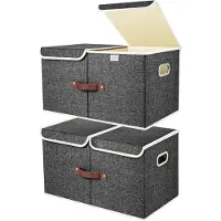 LTPRTZ Aufbewahrungsbox mit Fächern - Set aus Aufbewahrungsboxen - Zur Organisation im Haushalt - Waschbar & Faltbar - Set aus 2 Stück - Schwarz