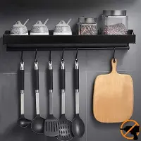 LTPRTZ Küchenregal – Gewürzregal – Küchenorganisation – Ohne Bohren – 40 cm – Matt Schwarz