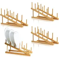 LTPRTZ Holztablett-Halterungen - Serviettenhalter - Küchenorganisation - Aus natürlichem Bambusmaterial - 4 Stück - Holzfarbe