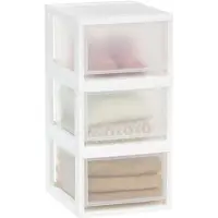 LTPRTZ Aufbewahrungsboxen-Set - Transparente Stapelboxen - Für Ordnung - Stapelbares Design - 3 Stück - Weiß