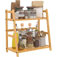 LTPRTZ Bambus-Küchenregal – Ablagegestell aus Holz – zur Küchenorganisation – aus natürlichem Material – 40 x 40 x 21 cm – Hellbraun
