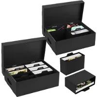 LTPRTZ Fotoaufbewahrungsboxen – Fotoboxen mit Deckel – Zum Sortieren von Fotos – Große Kapazität – 2 Stück – Schwarz