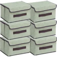 LTPRTZ Aufbewahrungsboxen-Set – Aufbewahrungsbehälter mit Deckel – zur Raumorganisation – faltbar und stapelbar – 6 Stück, 26x19x16 cm – Hellgrün