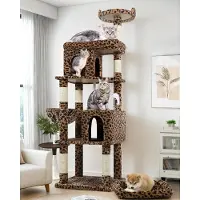 WAN Katzenkratzbaum – Katzenbaum – Zum Spielen und Ausruhen – Stabile Konstruktion – 183 cm hoch – Dunkelgrau