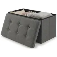 LTPRTZ Aufbewahrungs-Pouf - Aufbewahrungsbox - Für die Organisation im Haus - Faltbares Design - 38x76x38 cm - Dunkelgrau