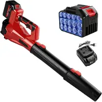 LTPRTZ Accu-Blasegerät – Kabelloses Gerät – Gartenpflege – 6 Geschwindigkeitsstufen – 200 km/h – Rot
