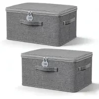 LTPRTZ Verstauboxen mit Verschluss – Stoffboxen – Sichere Aufbewahrung – Klappbares Design – 2 Stück, 32 cm – Grau