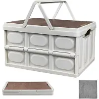 LTPRTZ Faltbarer Aufbewahrungsbehälter - Campingbox mit Deckel - Praktische Aufbewahrung - Lebensmittelgeeignetes Kunststoff - 30 Liter - Weiß