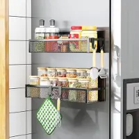 LTPRTZ Magnetischer Kräuteregal – Kühlschrank-Organizer – Küchenaufbewahrung – Mit verstellbaren Haken – 2 Stück – Schwarz