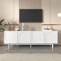 Moonbite s TV-Möbel 175 cm, strukturierte Türen, verstellbare Einlegeböden, leichtes und elegantes Design, Weiß
