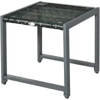 Moonbite Gartentisch 50 x 49,5 x 50 cm quadratisch, Beistelltisch Polyrattan mit Glasplatte, Aluminiumgestell bis 30 kg, Polyrattan und Aluminium, Grau