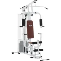 Moonbite Gym-Kraftstation Multigym mit Latzug und Beincurl, duales Oberkörpertraining, Gewichtsblöcke mit Stahlnetz-Schutz, PolyurethanKunstleder-Polster, Weiß