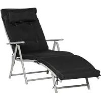 Moonbite Faltbare Strandliege mit Kissen 137 × 63,5 cm, 7-fach verstellbare Lehne, luftdurchlässiges Texteline-Gewebe, wetterbeständig, Metall, Schwarz