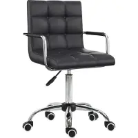 Moonbite Schreibtischstuhl mit Armlehnen, höhenverstellbarer Drehstuhl 46-61 cm, ergonomischer Bürostuhl fürs Homeoffice, PVC, Schwarz