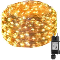 LILIIN Kupferdrahtlampen 30 m, 300 LEDs, Warmweiß, 8 Modi, Fernbedienung, Timer, für Garten, Weihnachten