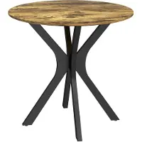 Moonbite Runder Esstisch Ø78 × 75 cm für 2 Personen, Spider-Stahlgestell mit Bodenschonern, kratzfeste lackierte Platte, Holz, Braun