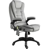 Moonbite Massage-Bürostuhl mit 6 Punkten und Heizung, Lehne bis 130°, 10 cm Höhenverstellung, Universalrollen, für lange Arbeitstage, Polyester, Grau