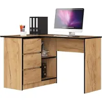 LTPRTZ Eck Schreibtisch mit Abstellraum - Arbeitstisch Schreibtisch - Wohnen - Modulares Design - L 124 cm - Kraft Eiche