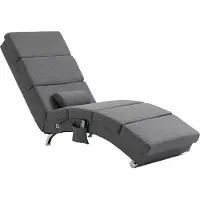 Moonbite Massage-Relaxliege 56 × 168 × 84 cm, Massagesessel mit 8 Vibrationspunkten, Wärme, 5 Modi, 2 Intensitäten, Fernbedienung, Polyester, Dunkelgrau