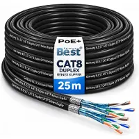 B.e.s.t Germany B.E.S.T. 25 m CAT 8.1 Duplex Outdoor Netzwerkkabel S/FTP 40 Gbit/s 2000 MHz AWG 23/1 Kupfer PE Schwarz