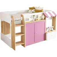 Novavision Kinderbett Hausbett 90x200,mit offenem Stauraum, mit Kletterleiter, Halbhohes Kinderhochbett,Massivholz-Kinderetagenbett ohne Matratze,