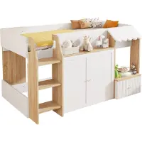 Novavision Kinderbett Hausbett 90x200,mit offenem Stauraum, mit Kletterleiter, Halbhohes Kinderhochbett,Massivholz-Kinderetagenbett ohne Matratze,