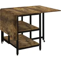 Novavision Klapptisch Esstisch Rollen 140x80cm 2-6 Personen 2 Ablagen Rustikal-Braun Stahl