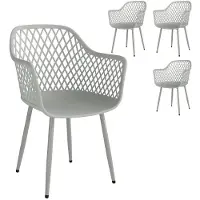 Novavision Gartenstuhl 4er Set UV-beständige Gartenstühle aus Kunststoff mit Armlehne Rückenlehne 56 x 51 x 84 cm Grau