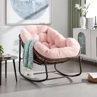 Novavision Outdoor Rattan Schaukelstuhl, Polsterte Sitzschaukel mit Lehne für Vordereingang, Wohnzimmer, Patio, Garten