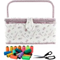 LTPRTZ Nähkiste – Hobby-Aufbewahrungsbox – zur Organisation von Bastelarbeiten – mit herausnehmbarer Schublade – 24x17,5x15 cm – mit Blumenmuster