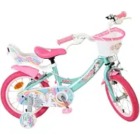 Volare Unicorn Kinderfahrrad – Mädchen – 14 Zoll – Grün – Zwei Handbremsen