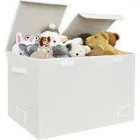 LTPRTZ Aufbewahrungsbox mit Deckel - Aufbewahrungskorb - Spielzeugorganizer - Faltbar und teilbar - XL-Format - Gelb-Weiß