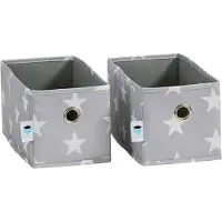 Markenlos Ladebox Set von 2 - Hellgrau mit Sternen - Stilvolle Organizer für Zuhause - 15 x 30 x 15 cm