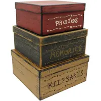 OEM Vintage Kartonboxen, quadratisch, 3 Stück, Erinnerungsboxen