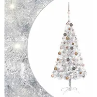 Syfax Künstlicher Weihnachtsbaum Beleuchtung & Kugeln Silber 120 cm