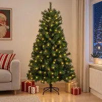 Syfax Künstlicher klappbarer Weihnachtsbaum 180 cm 300 LEDs