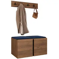 Mirjan 24 Garderoben-Set Orion VI, Garderobe mit Sitzbank mit 2 x Wandpanel 42x42 (Farbe: Nuss Warmia, Polo 891)