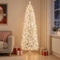 Syfax Künstlicher schlanker Weihnachtsbaum 210 cm 300 LEDs