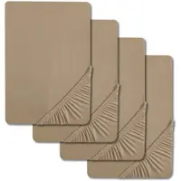 CloudComfort 4er-Set Basic Spannbettlaken Jersey-Stretch taupe 90 x 190 - 100 x 200 cm (4 Stück)