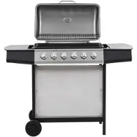 vidaXL Gasgrill mit 6 Flammen Edelstahl Silbern