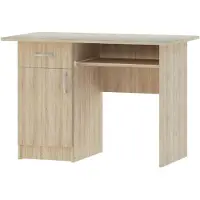 Haaus Togo Schreibtisch, 1 Schublade, 1 Tür und ausziehbare Tastaturablage, Sonoma-Eiche, 110 x 60 x 75 cm
