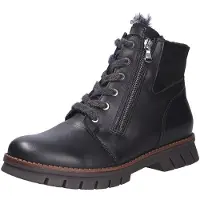 Waldlaufer H-Xara 975901-001 Boots, Damen, Schwarz, Leder, Lammfell gefüttert, - Damenschuhe Bequeme Stiefel / Stiefeletten, Schwarz, leder (nappa doubleface), absatzh&oumlhe: 15 mm