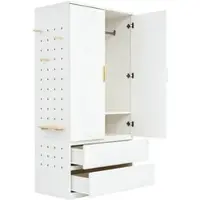 MODFU Kleiderschrank aus Sperrholz und MDF, Weiß, 70 x 50 x 170 cm