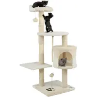 Merkloos Kratzbaum – Katzenbaum – Sisal – Zum Klettern und Spielen – Beige/Weiß – 112 cm