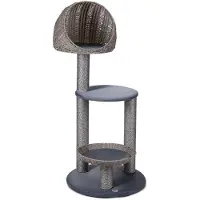 Merkloos Kratzbaum Kratzsäule Katzenbaum - 129,5 cm - Polyrattan - Grau - Für Außenbereich
