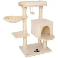 Merkloos Kratzbaum für Katzen - 93 cm - Mit Liegefläche, Höhle und Liegebereich - Sisal - Beige - Mit Wandbefestigung