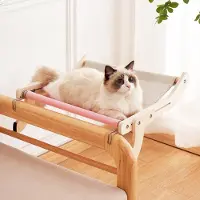 Dripio Katzen-Fensterplatz, Holz-Sitzstange, Hängematte, rosa, 18 kg