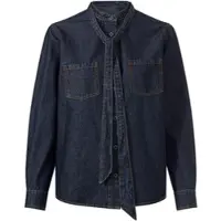 HEINE Jeansbluse "Jeansbluse Schluppenbluse mit abnehmbarer Schluppe", Damen, Gr. 40, blau (dunkelblau), Denim/Jeans, , Modisch, Blusen Jeansbluse