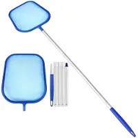 Merkloos Schwimmbad-Skimmer – 150 cm – Teleskopischer Aluminiumstab – Feines Netz